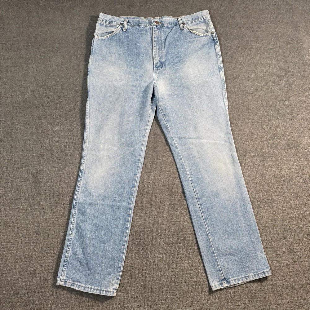 Vtg Wrangler Jeans Size Men's 40x34 Light Wash Denim Distressed USA Cowboy Rodeo